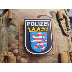 JTG - &Auml;rmelabzeichen - Polizei Hessen - Patch, schwarz / 3D Rubber patch