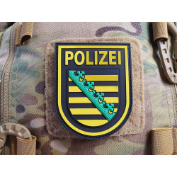 JTG - &Auml;rmelabzeichen - Polizei Sachsen - Patch, schwarz / 3D Rubber patch