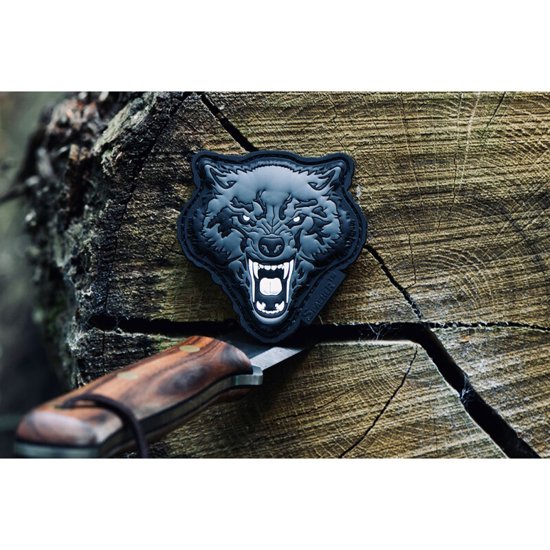 Wolf Kop Strijkpatch – Zwart-Grijs, 7.1x10.3 Cm, Geborduurd, Voor Kleding & Accessoires
