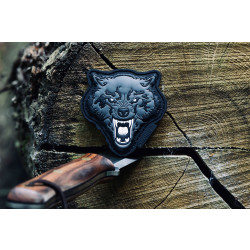 JTG Angry Wolf Head Patch, grau / JTG 3D Rubber Patch