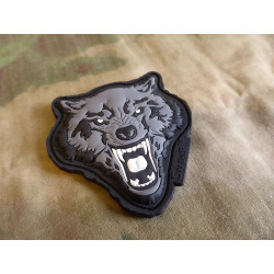 JTG  Angry Wolf Head Patch, grey / JTG 3D Rubber Patch