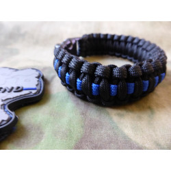 JTG Paracord Armband - Thin Blue Line - mit Bent Buckle Verschluss, Gr. M