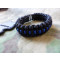 JTG Paracord Bracelet - Thin Blue Line-  with curved Bent Buckle, size M