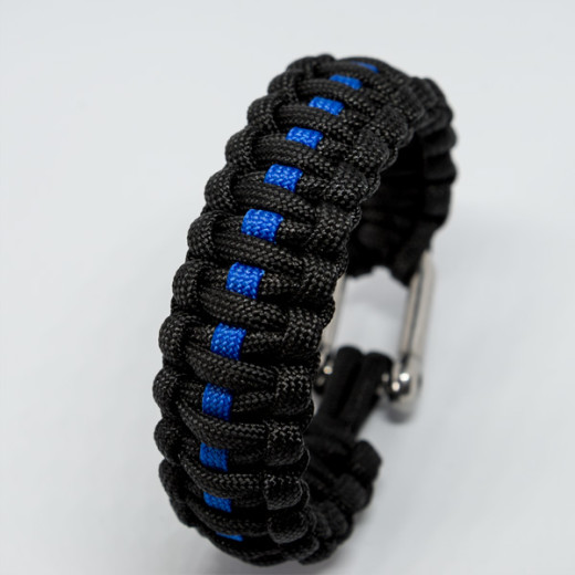 JTG Paracord Bracelet - Thin Blue Line -  with Metal Closure, size M