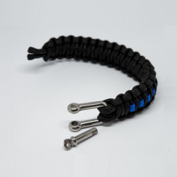 JTG Paracord Armband - Thin Blue Line - mit Metallsch&auml;kel, Gr. M