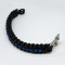 JTG Paracord Armband - Thin Blue Line - mit Metallsch&auml;kel, Gr. M