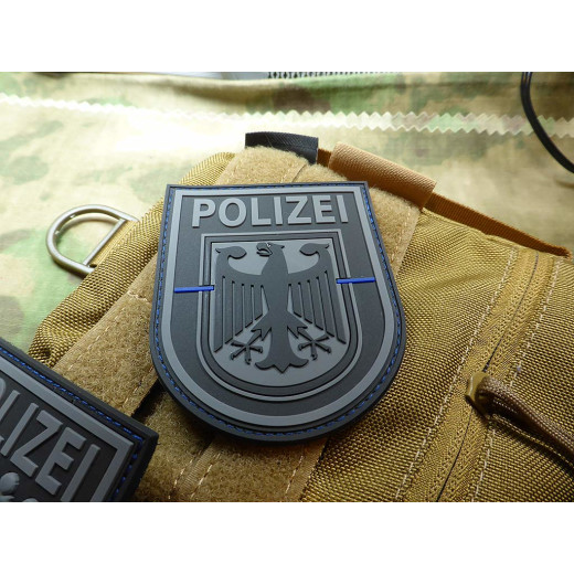 JTG &Auml;rmelabzeichen  Bundespolizei, blackops, Thin Blue Line, special edition / JTG 3D Rubber Patch