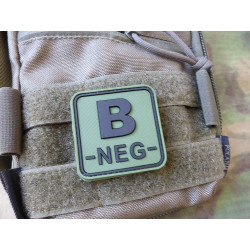 JTG  BloodType patch B NEG, forest, 50x50mm / JTG 3D Rubber Patch / CloseOut