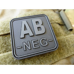 JTG  Blutgruppenpatch AB NEG, blackops, 50x50mm / JTG 3D Rubber Patch / Abverkauf