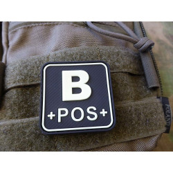 JTG  BloodType patch B POS, gid (glow in the dark), 50x50mm / JTG 3D Rubber Patch / CloseOut