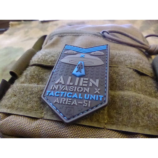 Blue/JTG 3D Rubber Patch JTG Alien Invasion de x Files Area 51 Tactical Unit Patch
