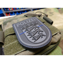 JTG  &Auml;rmelabzeichen Polizei Baden-W&uuml;rttemberg, blackops, Thin Blue Line, special edition / JTG 3D Rubber Patch
