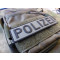 JTG Polizei Schriftzug Patch, steingrau-oliv / 3D Rubber patch