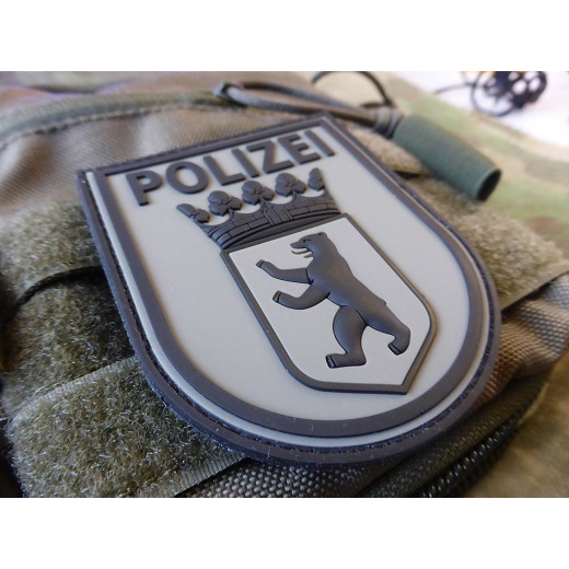 steingrau-oliv / 3D Rubber patch JTG Polizei Schriftzug Patch 
