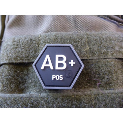 JTG  Bloodtype AB Pos Hexagon Patch, swat  / JTG 3D Rubber Patch, HexPatch
