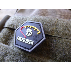 JTG  I NEED BEER, Hexagon Patch, gid  / JTG 3D Rubber...