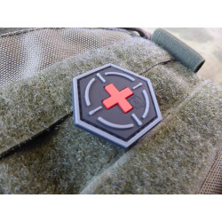 JTG  Tactical Medic Red Cross, Hexagon Patch, blackmedic  / JTG 3D Rubber Patch, HexPatch