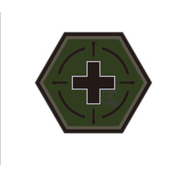 JTG  Tactical Medic Red Cross, Hexagon Patch, forest / JTG 3D Rubber Patch, HexPatch