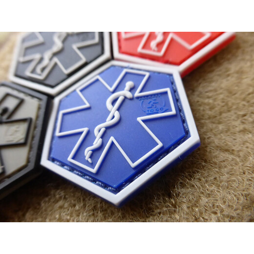 JTG PARAMEDIC, blau Hexagon Patch  / JTG 3D Rubber Patch, HexPatch