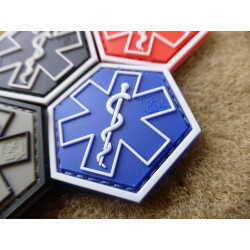 JTG PARAMEDIC, blau Hexagon Patch  / JTG 3D Rubber Patch, HexPatch