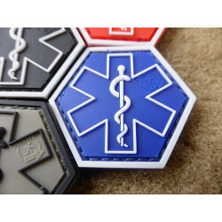 JTG PARAMEDIC, blau Hexagon Patch  / JTG 3D Rubber Patch, HexPatch