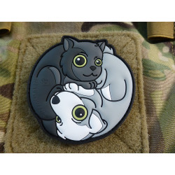 JTG Black Cat - White Dog Yin &amp; Yan Patch, fullcolor...