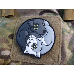 JTG Black Dog - White Cat Yin &amp; Yan Patch, fullcolor / JTG 3D Rubber Patch