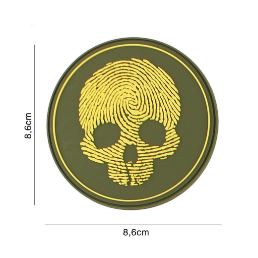 Fingerprint Skull, yellow / Patch 3D PVC