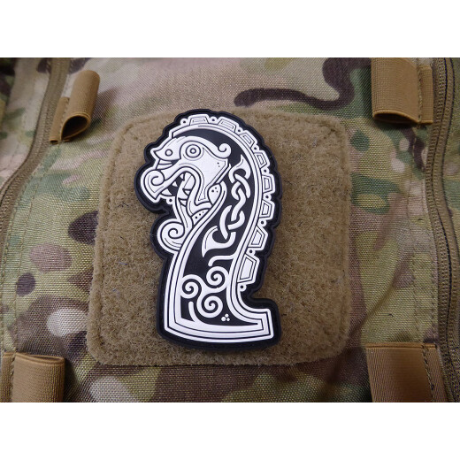 JTG Northman Dragon Ship Head Patch, white / JTG 3D Rubber Patch