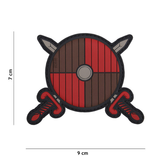Viking Shield, swords, red/brown / Patch 3D PVC
