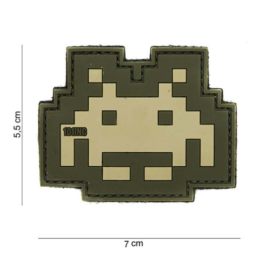 Space Invader sand/green / Patch 3D PVC