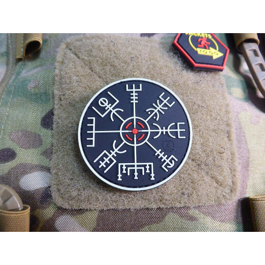 JTG VEGVISIR VIKING COMPASS Patch, gid / JTG 3D Rubber Patch