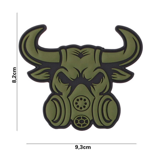 Gasmask Bull Pach, green / Patch 3D PVC