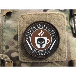 Knives and Coffee Junkies Punisher Patch, gewebter Patch,...