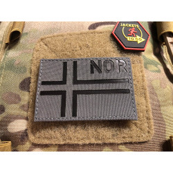JTG Norwegenflagge - IR / Infrarot Patch mit NOR L&auml;nderkennung - Cordura Lasercut, grau, MILSPEC IR TAB, custom made