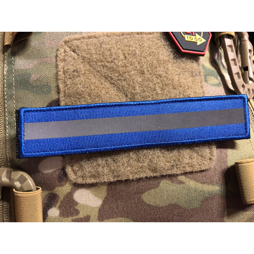 JTG reflector patch, SignalBlue, 150 x 30mm, with velcro back