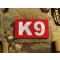 JTG K9 lasercut patch, signal red, reflective K9 lettering, with Velcro ba