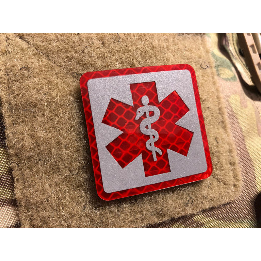 JTG Medic Logo patch, red, reflective, with velcro backside