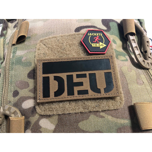 JTG Deutschlandflagge - IR / Infrarot Patch mit DEU L&auml;nderkennung - Cordura Lasercut, coyote brown, MILSPEC IR TAB, custom made