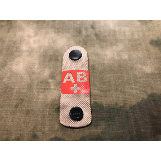 AB positiv, blood type NightStripes, tan with red blood type Logo