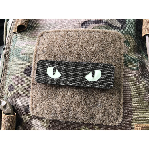 Cat Eyes Lasercut Patch, ranger-green, gid nachleuchtende Augen  / Cordura Lasercut