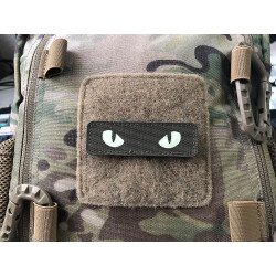 Cat Eyes Lasercut Patch, ranger-green, gid nachleuchtende Augen  / Cordura Lasercut