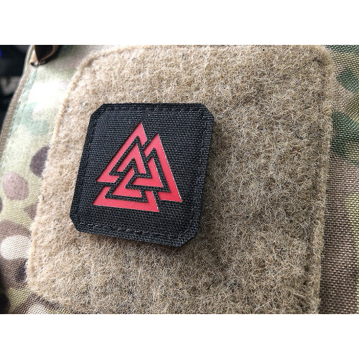 Valknut Lasercut Patch, black-red, Cordura Lasercut