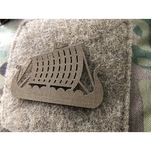 Drakkar Dragon Ship Lasercut Patch, Coyote, Cordura Lasercut