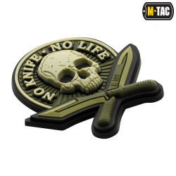 No Knife No Life, olive, 3d Rubber Patch 