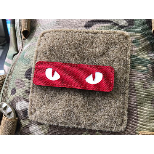 Cat Eyes Lasercut Patch, red-white  / Cordura Lasercut