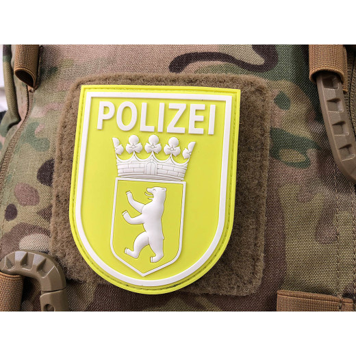 JTG Functional Badge Patch - Polizei Berlin, signalyellow + logo white afterglow / JTG 3D rubber patch