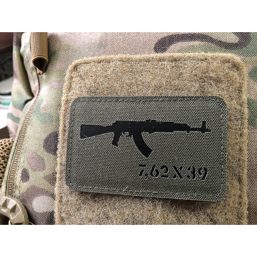 AKM 7,62x39 Lasercut Patch, ranger-green black, Cordura Lasercut
