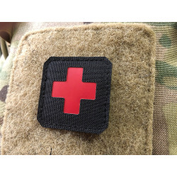 Medic Cross, 45x45mm Lasercut Patch, black red, Cordura Lasercut