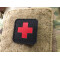 Medic Cross, 45x45mm Lasercut Patch, black red, Cordura Lasercut